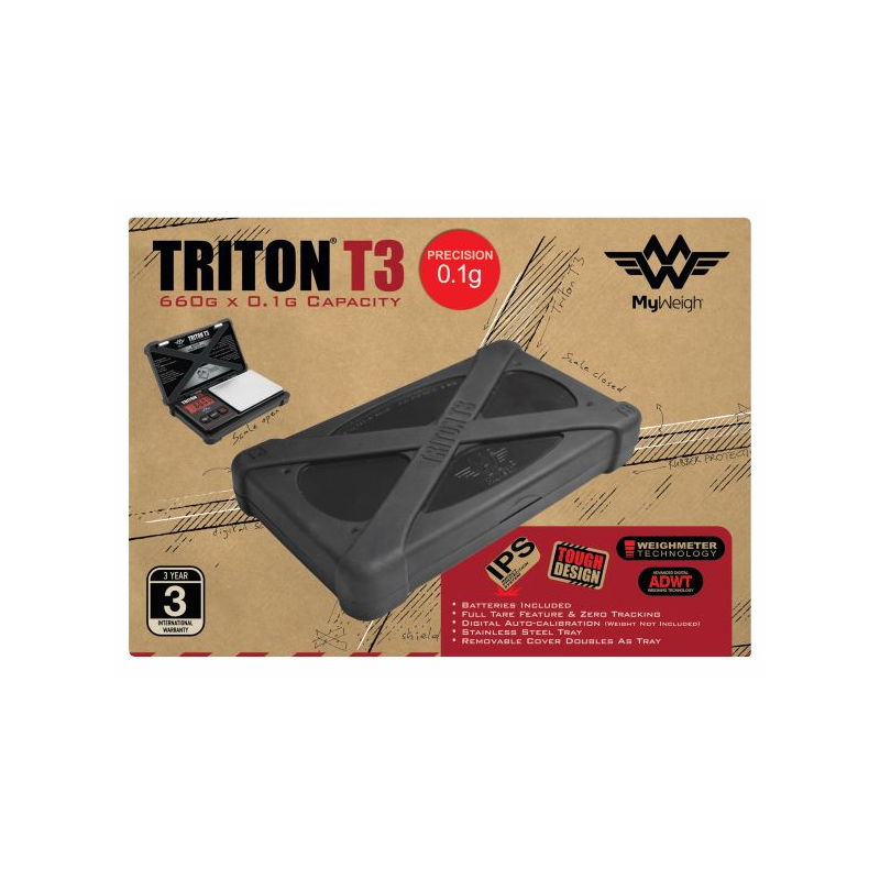 Rechargeable Scale 500g x 0.01g Capacity Triton T3R by MyWeigh