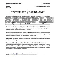 Calibration Certificate to O.I.M.L. Class M1 Over 1kg Weights - 1