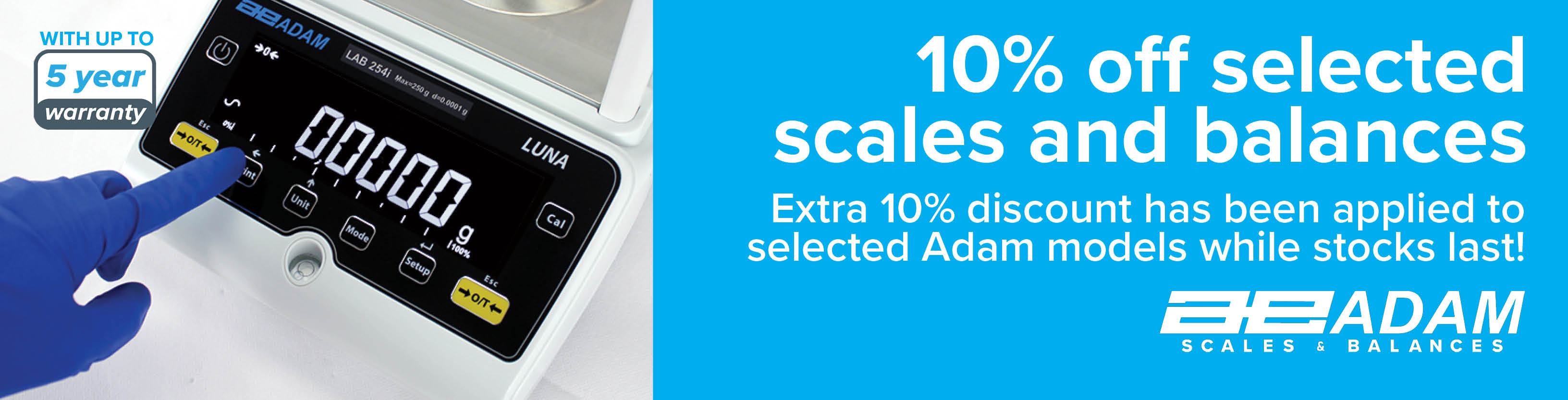 Extra 10% Off Selected Adam Scales and Balances